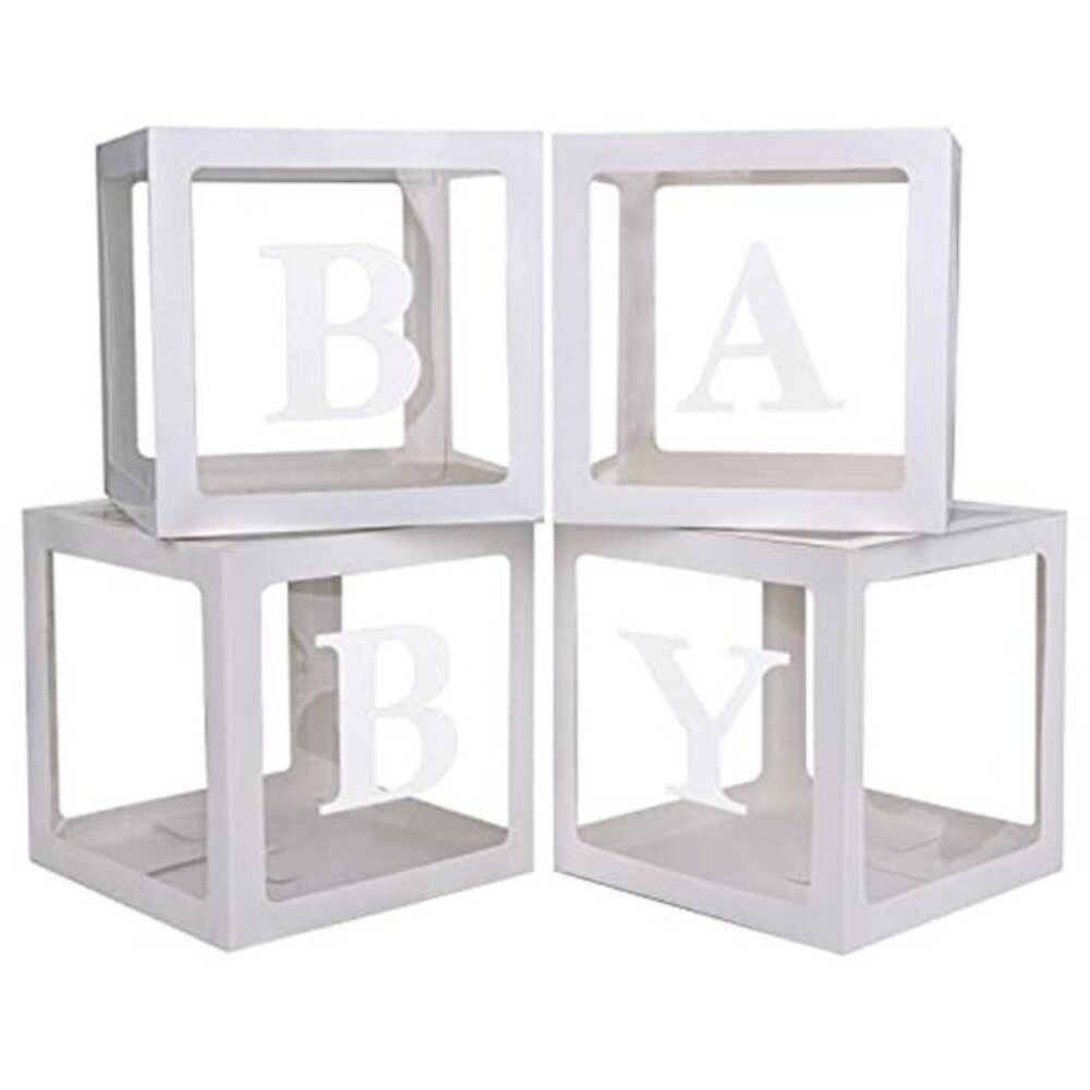 baby shower balloon boxes 4 pcs clear letter blocks gender reveal party decor